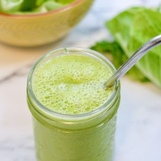 Close up of a Green Smoothie in a mason jar