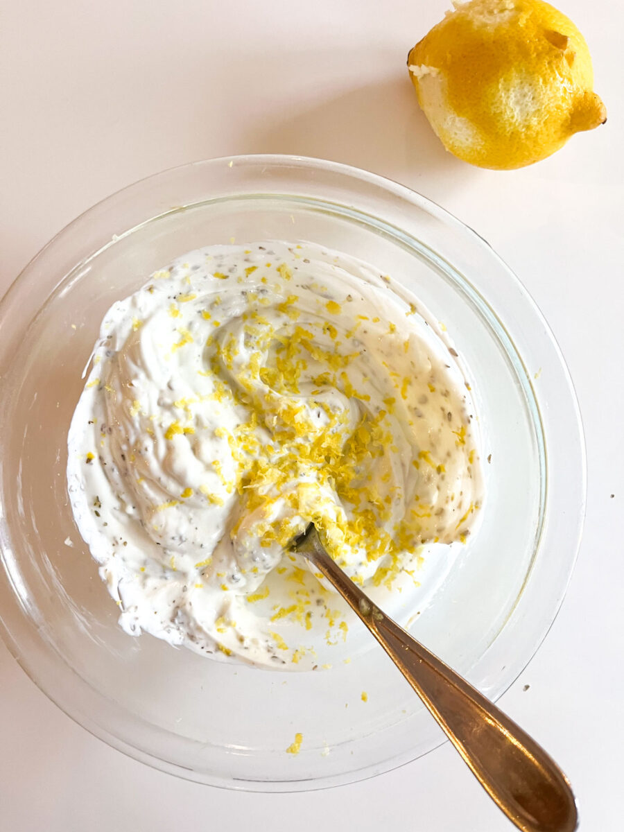 Add lemon zest to marinade ingredients.