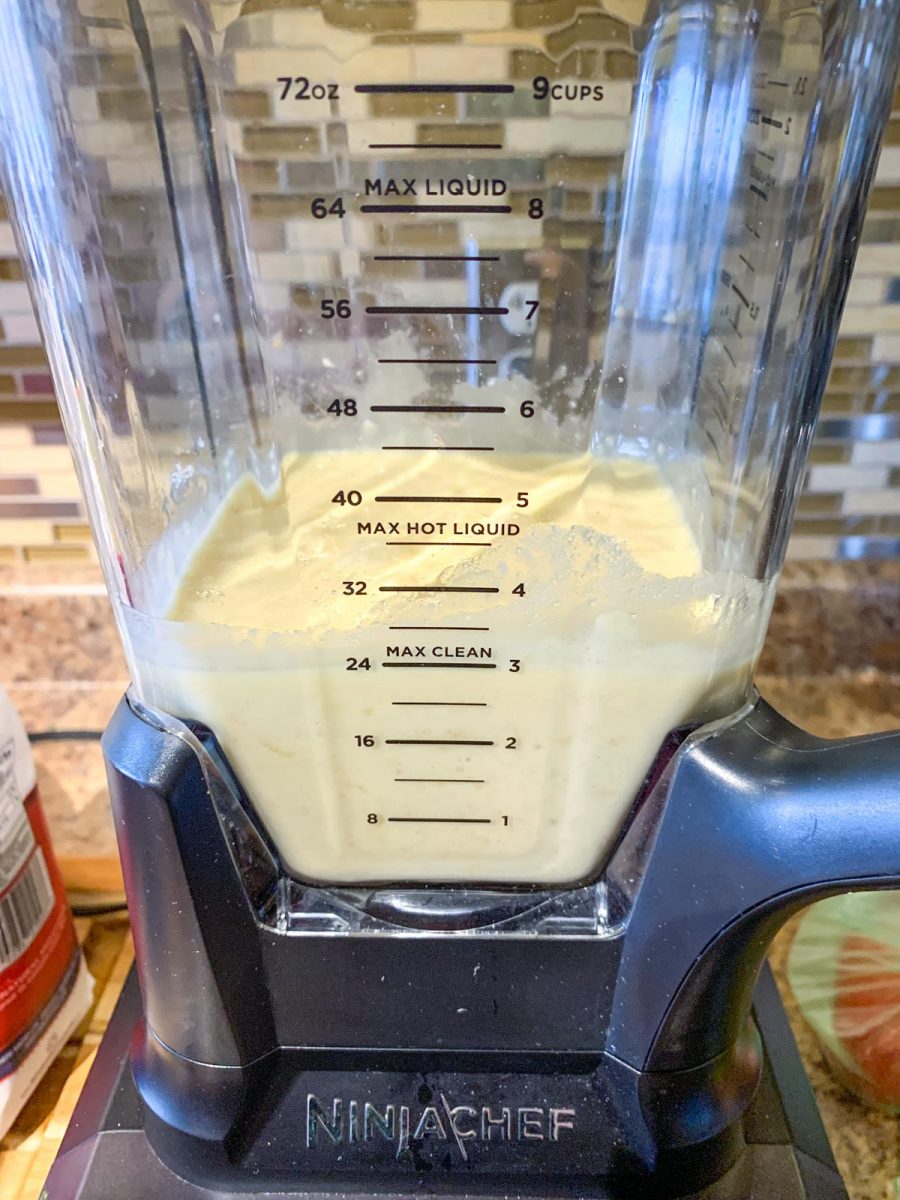 Blended bananas and other ingredients in a blender.