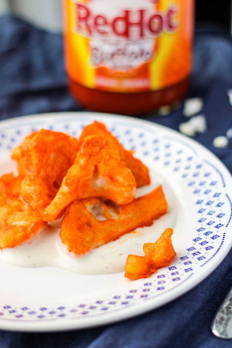 Buffalo Cauliflower Wings on a white plate