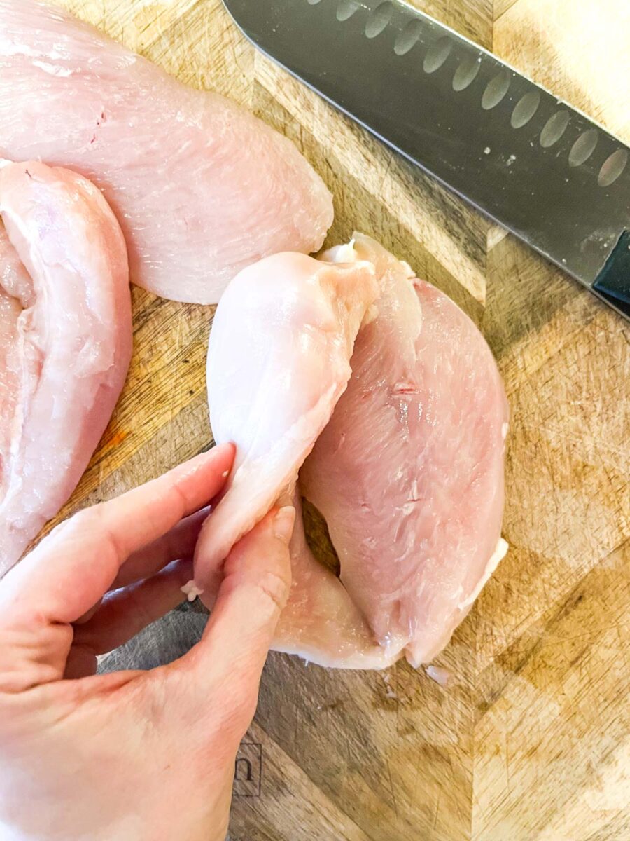 Butterfly chicken breasts.