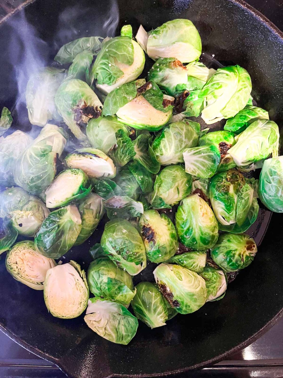 Cast Iron Skillet Brussel Sprouts with Lemon Eats by April