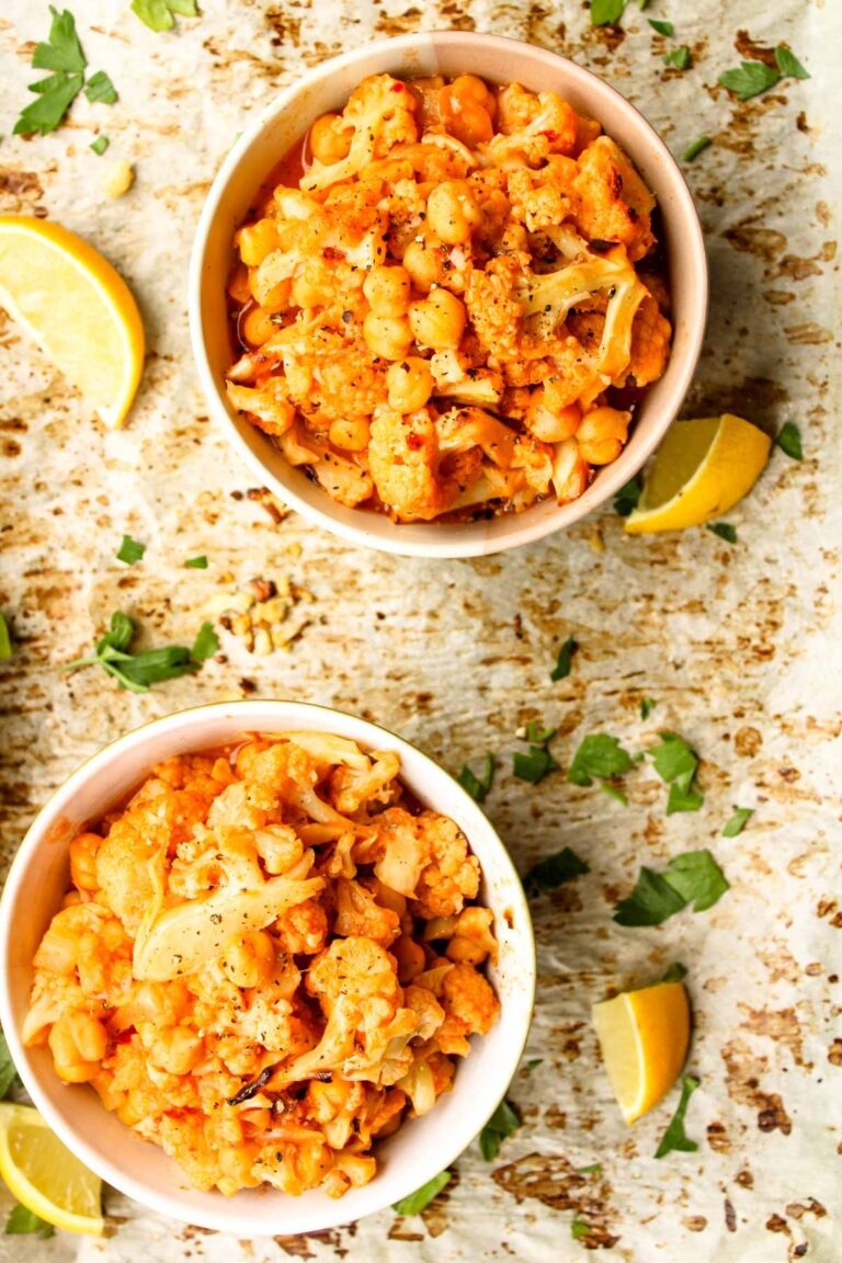 Roasted Cauliflower and Chickpea Curry - Eats by April