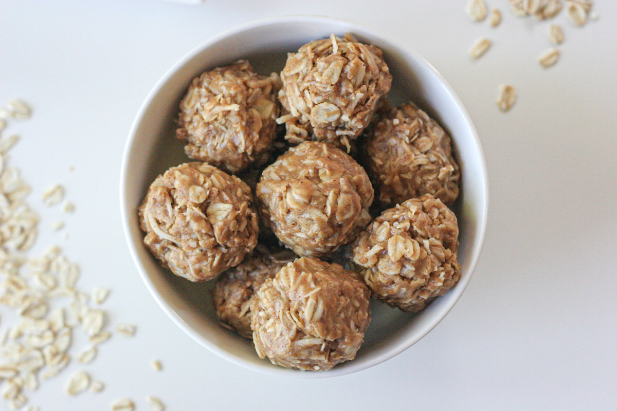 Easy Coconut Energy Bites in a white bowl