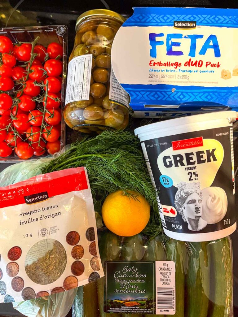 Greek Yogurt Cream Cheese Dip ingredients.