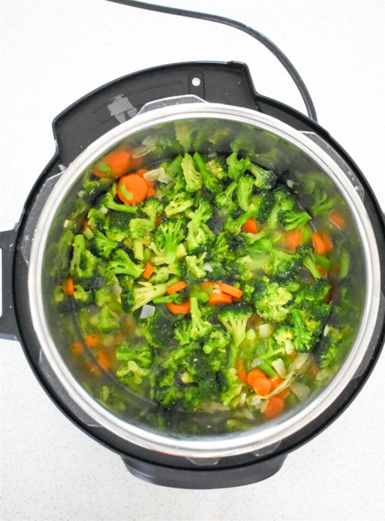 Instant Pot with frozen broccoli.
