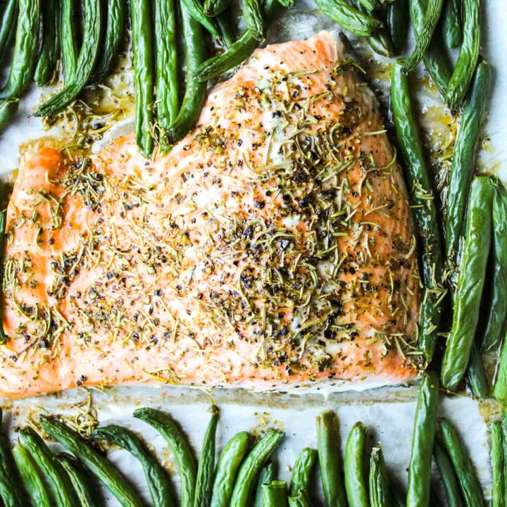 Maple Glazed Salmon with Green Beans (one pan recipe) Eats by April