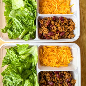 Taco salad in meal prep containers.