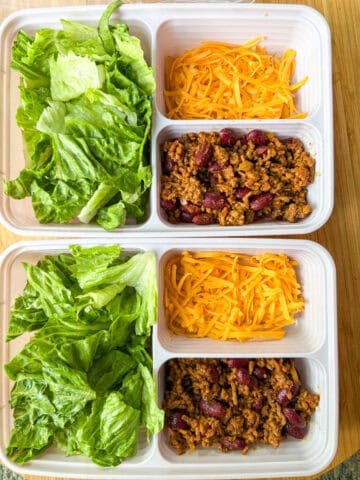 Taco salad in meal prep containers.