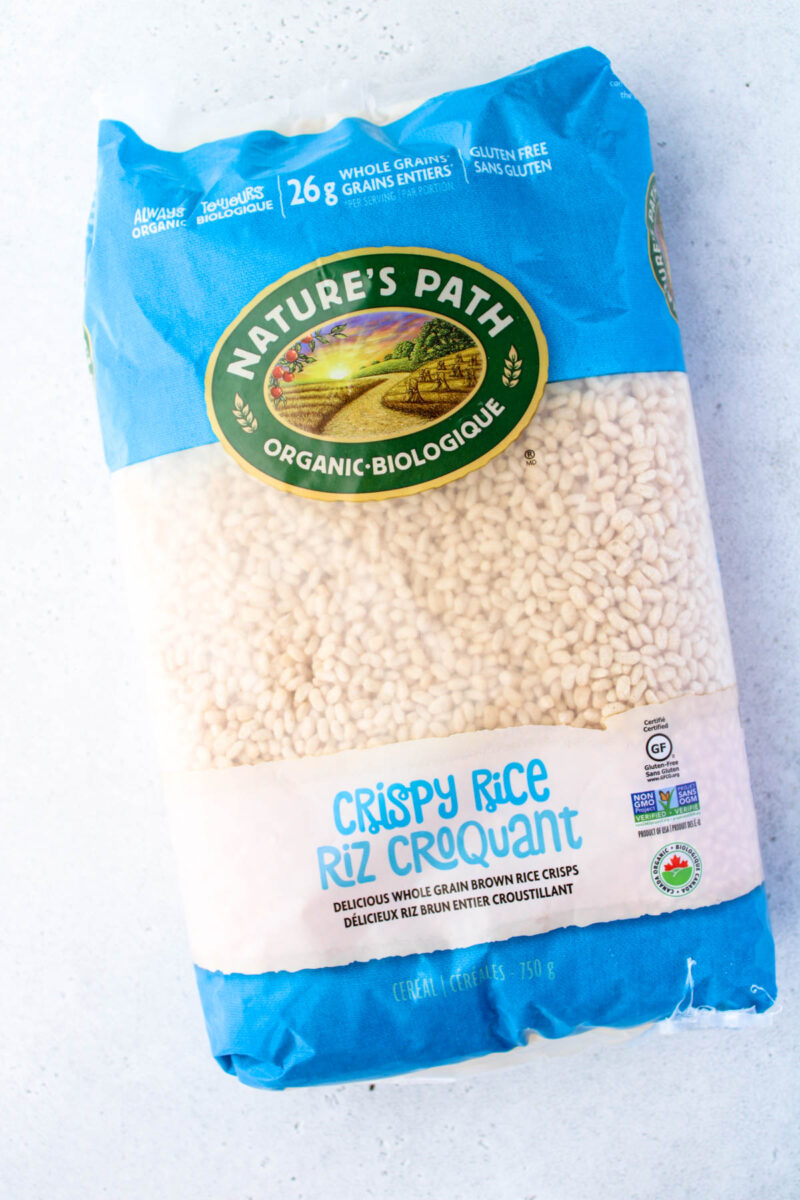 Bag of Natures Path Crispy rice gluten free cereal.
