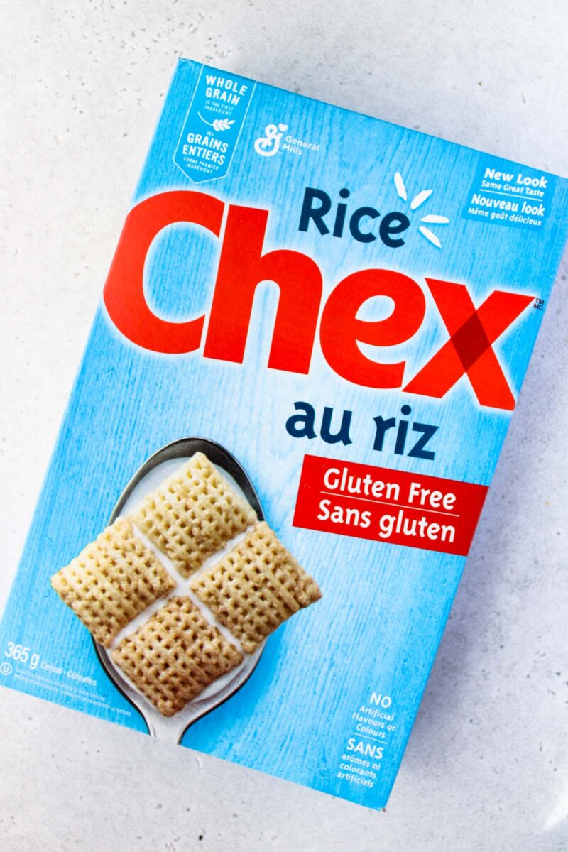 Box of Rice Chex cereal.