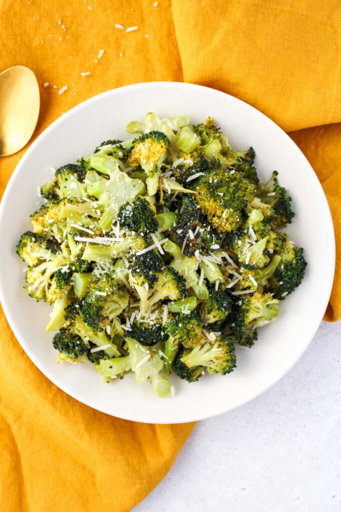 Roasted Broccoli with Parmesan Cheese Eats by April