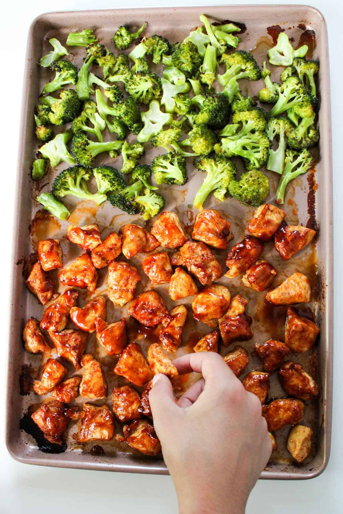 Sheet Pan BBQ Chicken Breast and Broccoli.