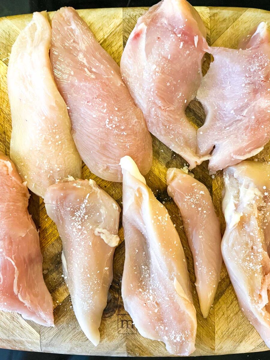 Sprinkle chicken with kosher salt.