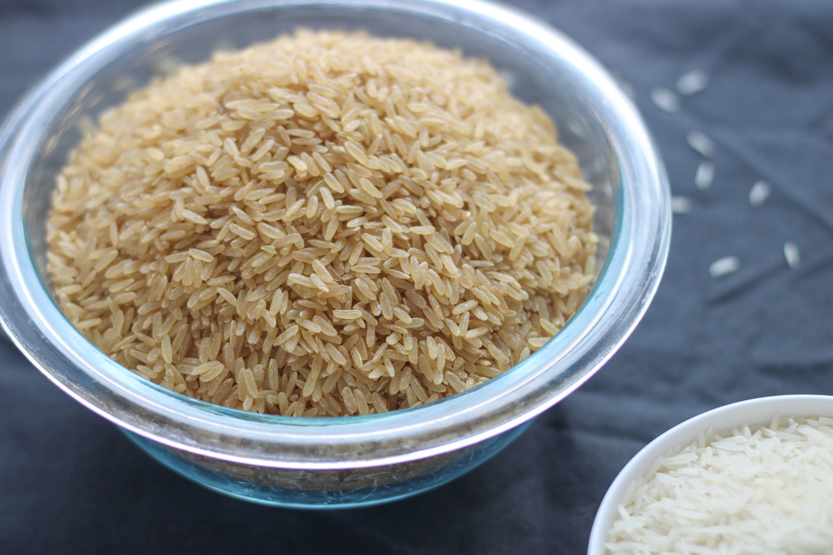 large bowl of brown rice