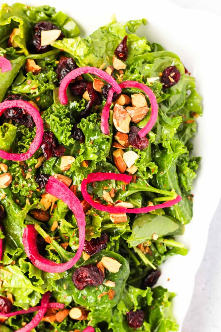 Kale Salad with Cranberries Eats by April
